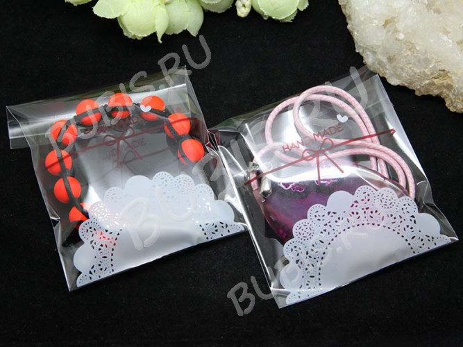 Пакет 12 с липким слоем 7*7см (+3см) Hand Made прозрачный (упаковка) (10шт)