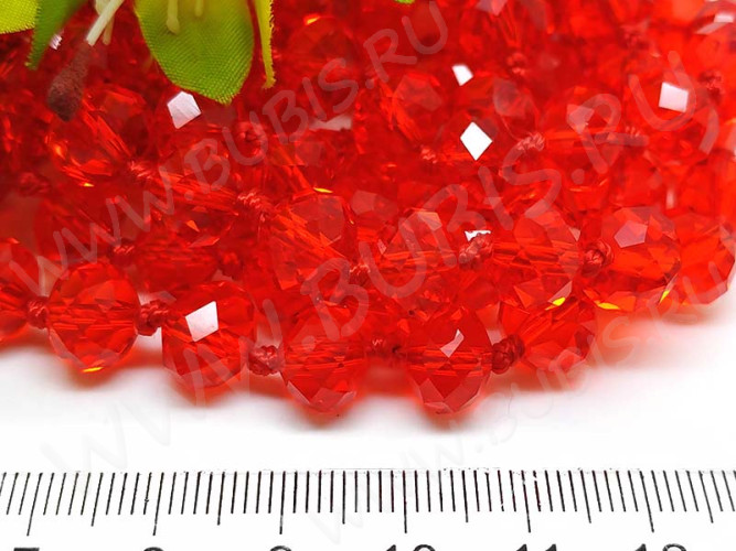 (СКИДКИ!!!) Бусина кристалл Абакус гранёный 10*10*7,5мм св.красный прозрачный (имитация Сваровски) (10шт.)