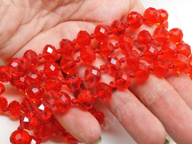 (СКИДКИ!!!) Бусина кристалл Абакус гранёный 10*10*7,5мм св.красный прозрачный (имитация Сваровски) (10шт.)