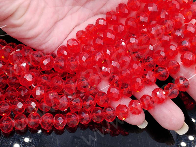 (СКИДКИ!!!) Бусина кристалл Абакус гранёный 10*10*7,5мм св.красный прозрачный (имитация Сваровски) (10шт.)