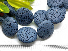 Бусина каменная Круг 16 Лава вулканическая 20*20*7,5мм синяя (камни)