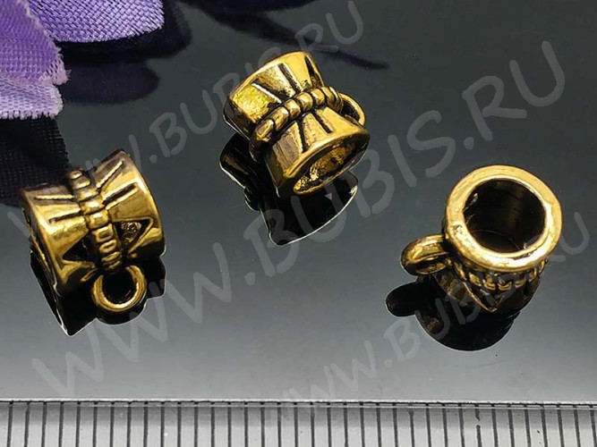 Бусина с петлёй 025 Бейл 9,5*7*7мм античное золото (литьё)