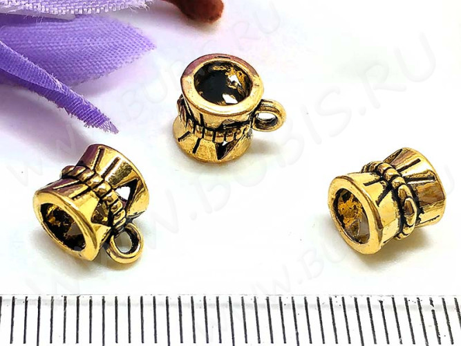 Бусина с петлёй 025 Бейл 9,5*7*7мм античное золото (литьё)