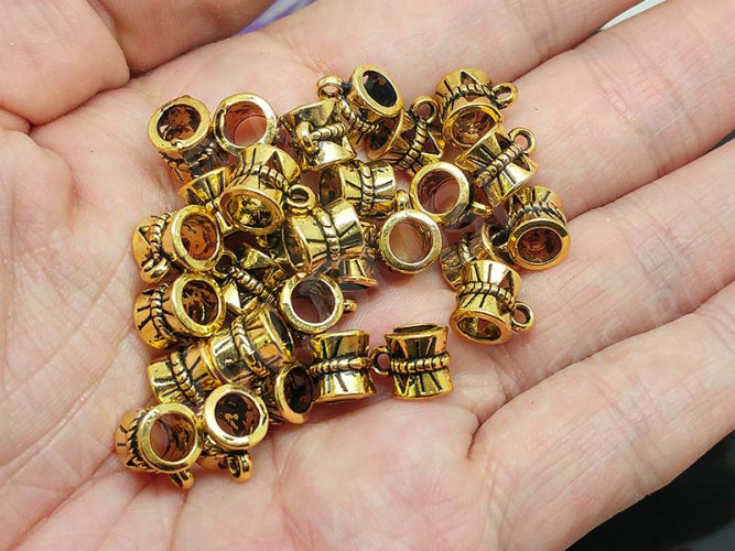 Бусина с петлёй 025 Бейл 9,5*7*7мм античное золото (литьё)