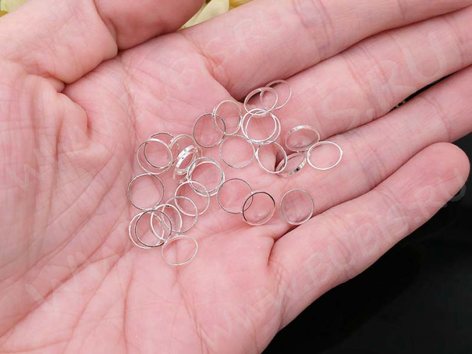 Декоративный элемент 017 Круг рамка контур коннеткор 8*8*0,9мм серебристый (Brass) (10шт.)