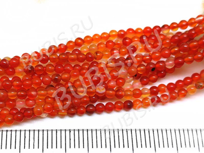 (ОПТ) Бусина округлая 2,5мм Сердолик (камни) (НИТЬ)