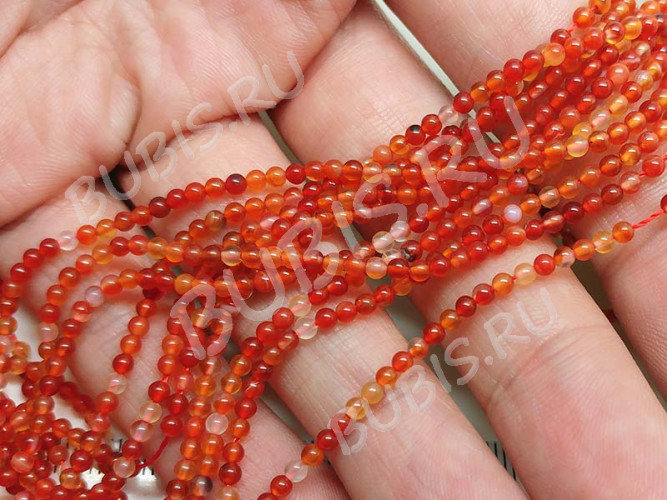 (ОПТ) Бусина округлая 2,5мм Сердолик (камни) (НИТЬ)