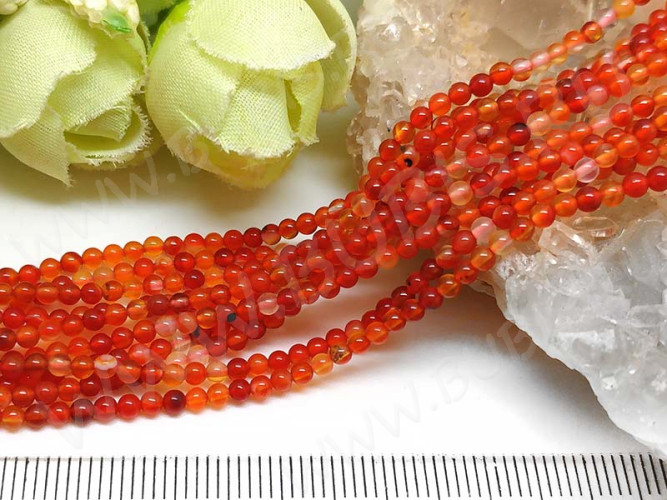 (ОПТ) Бусина округлая 2,5мм Сердолик (камни) (НИТЬ)