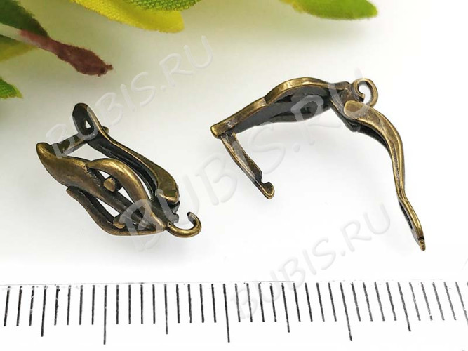 Швензы с английским замком №83 Пламя 19*10*6,5мм античная бронза (Brass) (1 пара)