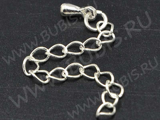 Цепочка удлинительная 04 неразъемная паяная c капелькой 4,1*2,9*40мм серебристая (Brass)