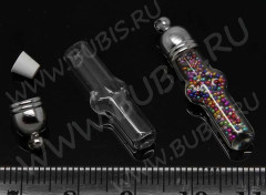 Бутылочка 10 фигурная с пробкой и колпачком 0,25мл 22*7,5*5,3мм прозрачная (стекло)