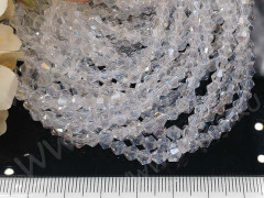 (ОПТ) Бусина кристалл Биконус гранёный 4*4мм Хрусталь чистый прозрачный с АВ (имитация Сваровски) (НИТЬ)