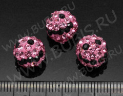 Бусина Шамбала 23 Смайлик 10мм розовая (керамика и стекло)