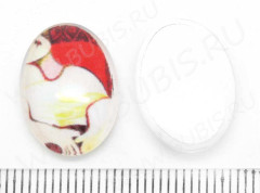 Кабошон стеклянный 12 Овал 18*13*5,8мм рисунок 39 (стекло)