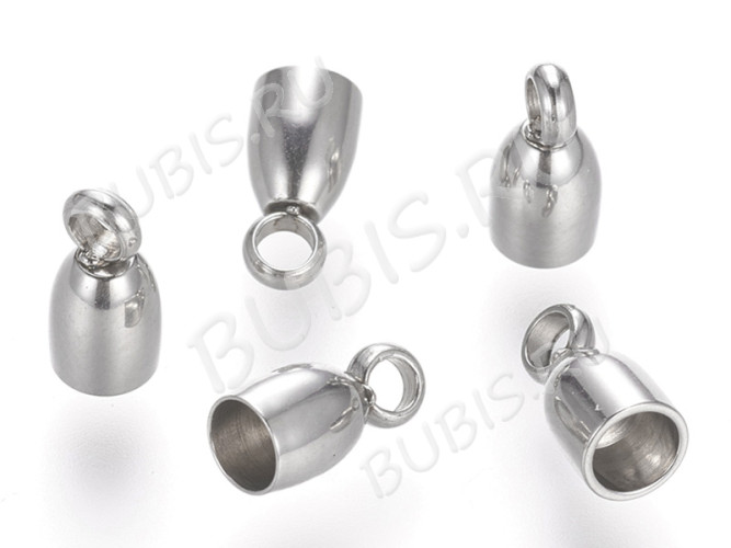 Концевик 099 8*4*3мм для шнура до 3,1мм цвет платины (Хирургическая сталь)