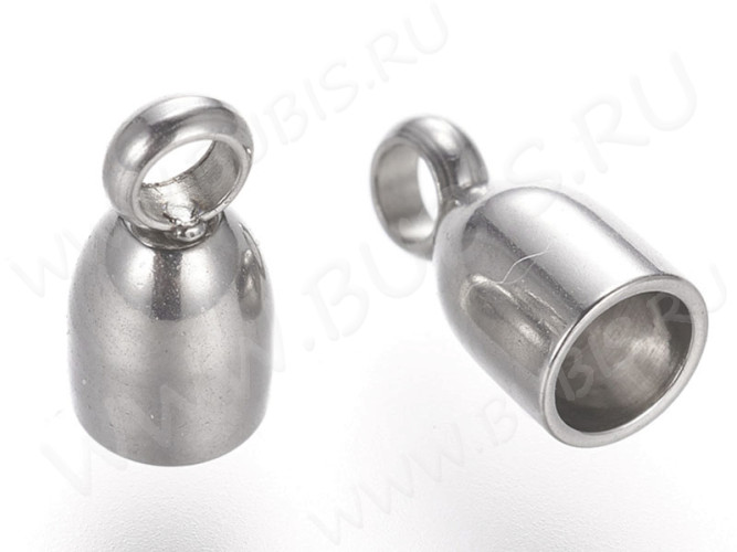 Концевик 099 8*4*3мм для шнура до 3,1мм цвет платины (Хирургическая сталь)