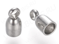 Концевик 099 8*4*3мм для шнура до 3,1мм цвет платины (Хирургическая сталь)