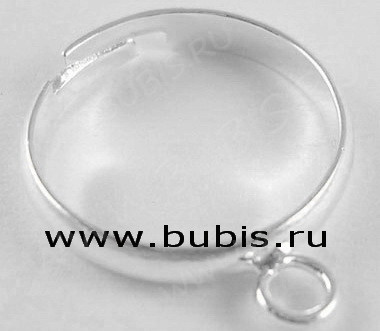 Основа (заготовка) для кольца 013 17мм с одной петлёй серебристая (Brass)