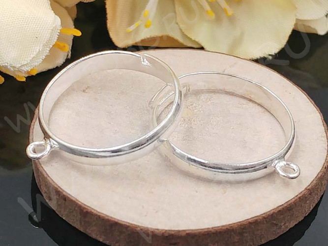 Основа (заготовка) для кольца 013 17мм с одной петлёй серебристая (Brass)