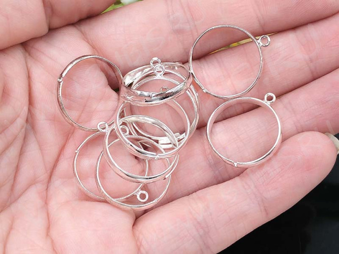 Основа (заготовка) для кольца 013 17мм с одной петлёй серебристая (Brass)