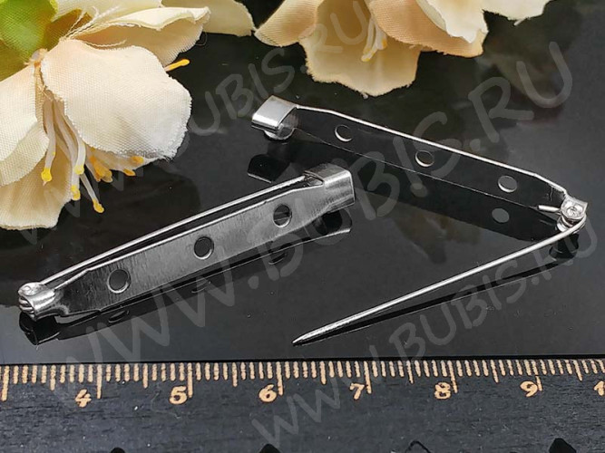 (СКИДКИ!!!) Основа (заготовка) для броши №105 Булавка 3 отверстия 45*7*5мм цвет платины (Iron)(10шт)