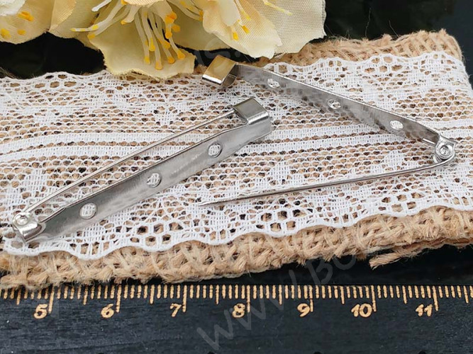 (СКИДКИ!!!) Основа (заготовка) для броши №105 Булавка 3 отверстия 45*7*5мм цвет платины (Iron)(10шт)