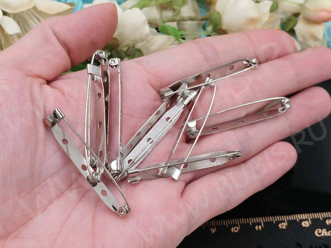 (СКИДКИ!!!) Основа (заготовка) для броши №105 Булавка 3 отверстия 45*7*5мм цвет платины (Iron)(10шт)