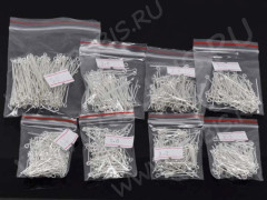(ОПТ) Комплект штифтов 02 с петлёй 16-50*0,7мм серебристых (Iron) (800шт.)