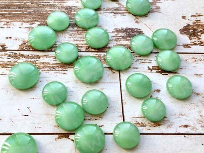 Кабошон Фьюзинг Круглый 16-21мм Двухцветное Светлый зеленый с белым