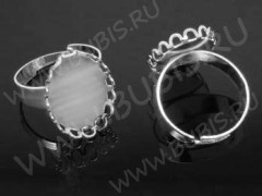 Основа (заготовка) для кольца 096 18мм с сеттингом 18*13мм серебристая (Brass)