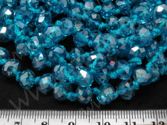 Бусина Абакус гранёный 8*8*5,5мм Хрусталь т.голубой с АВ (имитация Сваровски)