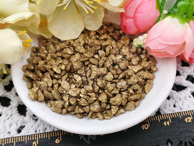 Декоративный цветной песок 05 крупный фракция 2-6мм античное золото (гранулят) (15гр)