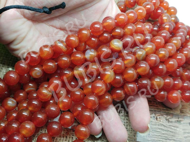 Бусина округлая ГЛАДКАЯ 10мм Сердолик натуральный (камни)