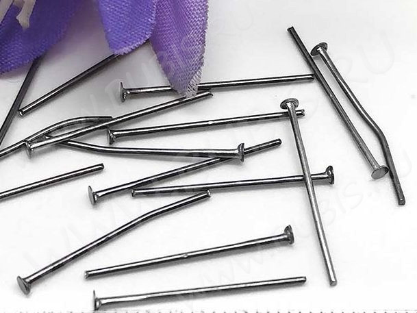 (ОПТ) Штифт со шляпкой 35*0,7мм чёрный никель (Iron) (100гр)
