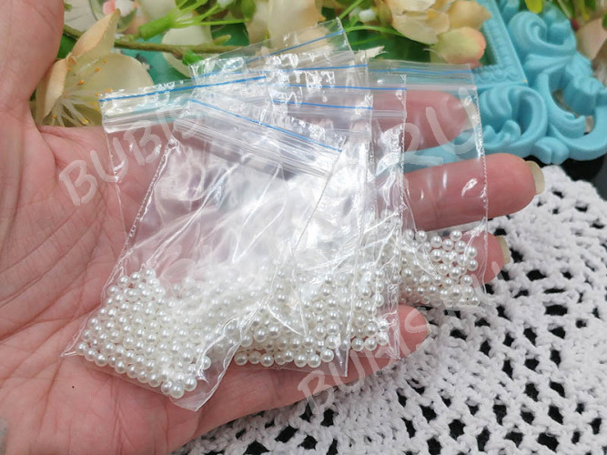 Наполнение для смолы и бутылочек 083 шарики без отверстий 3мм  жемчужные белые (декор) (100шт.)