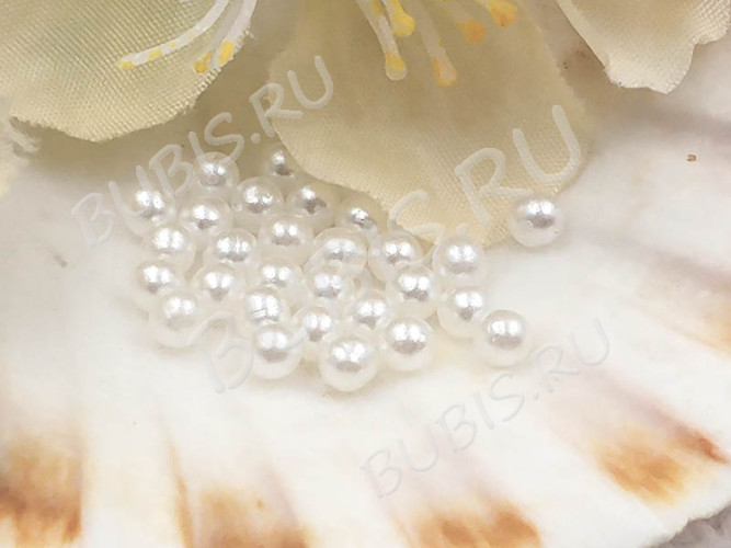 Наполнение для смолы и бутылочек 083 шарики без отверстий 3мм  жемчужные белые (декор) (100шт.)