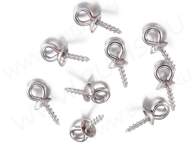 Держатель кулона 093 Штифт винтовой со шляпкой 10*4*1,1мм цвет платины (Хирургическая Сталь)