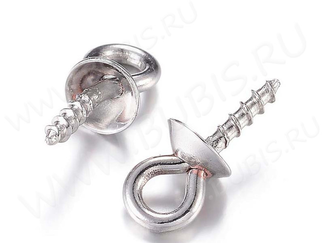 Держатель кулона 093 Штифт винтовой со шляпкой 10*4*1,1мм цвет платины (Хирургическая Сталь)