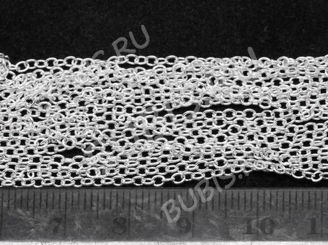 Цепочка C01 с простым плетением 2,5*2мм серебристая (Brass) (50см)