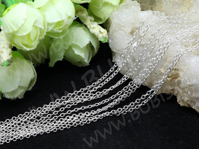 Цепочка C01 с простым плетением 2,5*2мм серебристая (Brass) (50см)