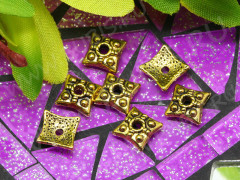 106 Шапочка Квадратная 7,5*7,5*2,5мм античное золото (литьё)