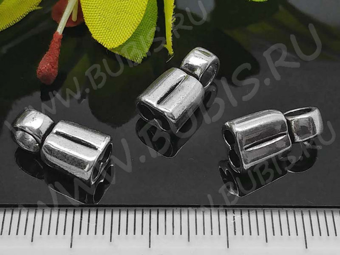 (СКИДКИ!!!) Концевик 053 двойной 13,5*7,5*6мм античное серебро (литьё) (10шт.)