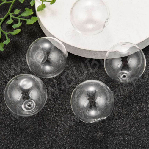 Пузырь стеклянный 49 Сфера с одним отверстием (1,5-2,5мм) 28мм прозрачный (стекло)