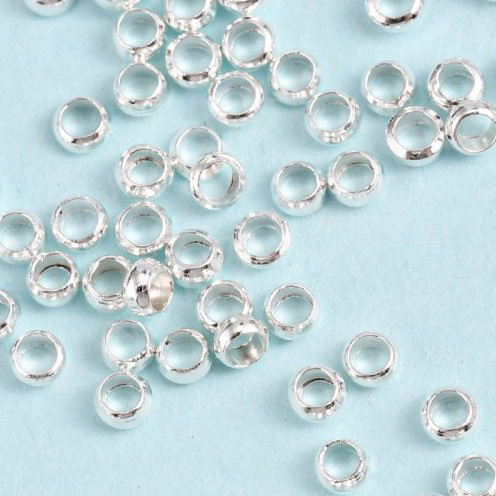 Зажимные бусины 07 округлые 3*3*1,5мм серебристые (Brass) (ок.100шт)
