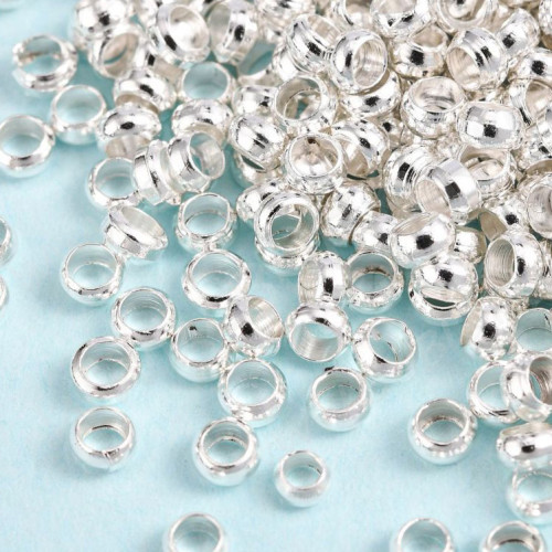 Зажимные бусины 07 округлые 3*3*1,5мм серебристые (Brass) (ок.100шт)