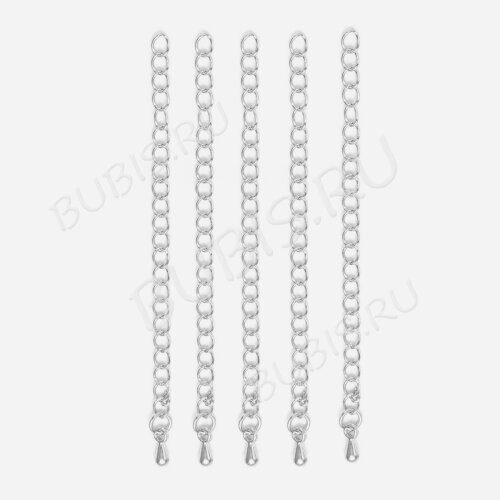 Цепочка удлинительная 04 неразъемная паяная c капелькой 3,5*5*65мм цвет платины (Brass)