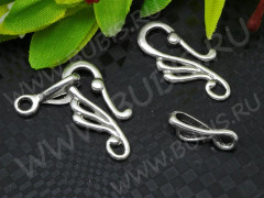 087 Тоггл-крючок 25*12*1,5мм античное серебро (литьё)
