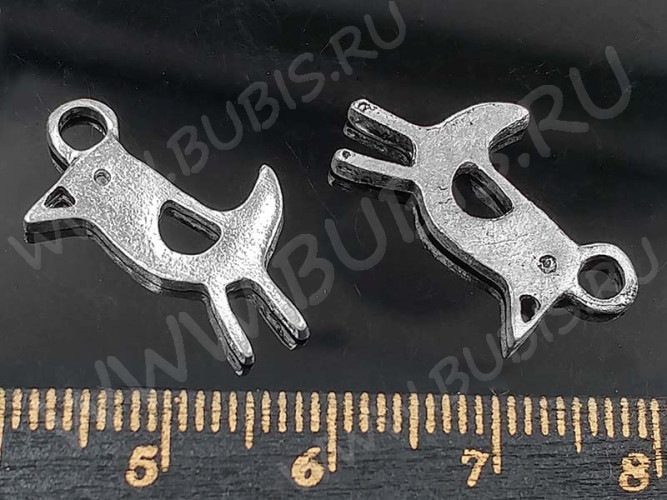 Подвеска Птичка 07 двусторонняя 21*14*1,8мм античное серебро (литьё)