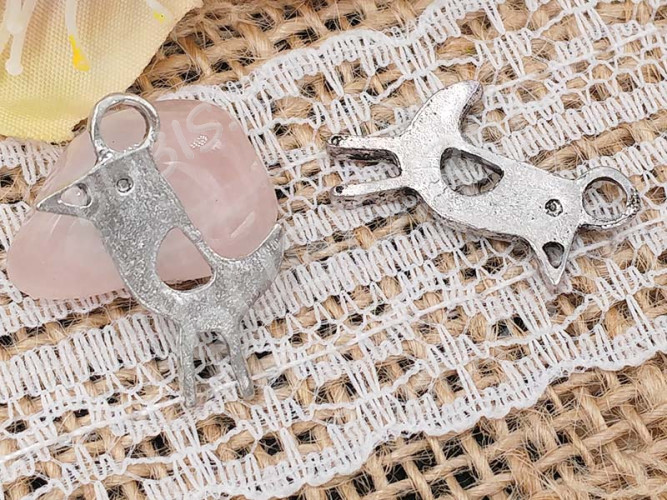 Подвеска Птичка 07 двусторонняя 21*14*1,8мм античное серебро (литьё)