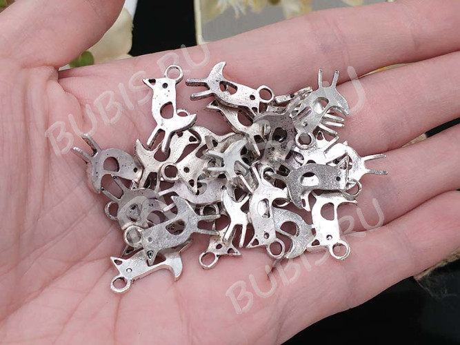 Подвеска Птичка 07 двусторонняя 21*14*1,8мм античное серебро (литьё)